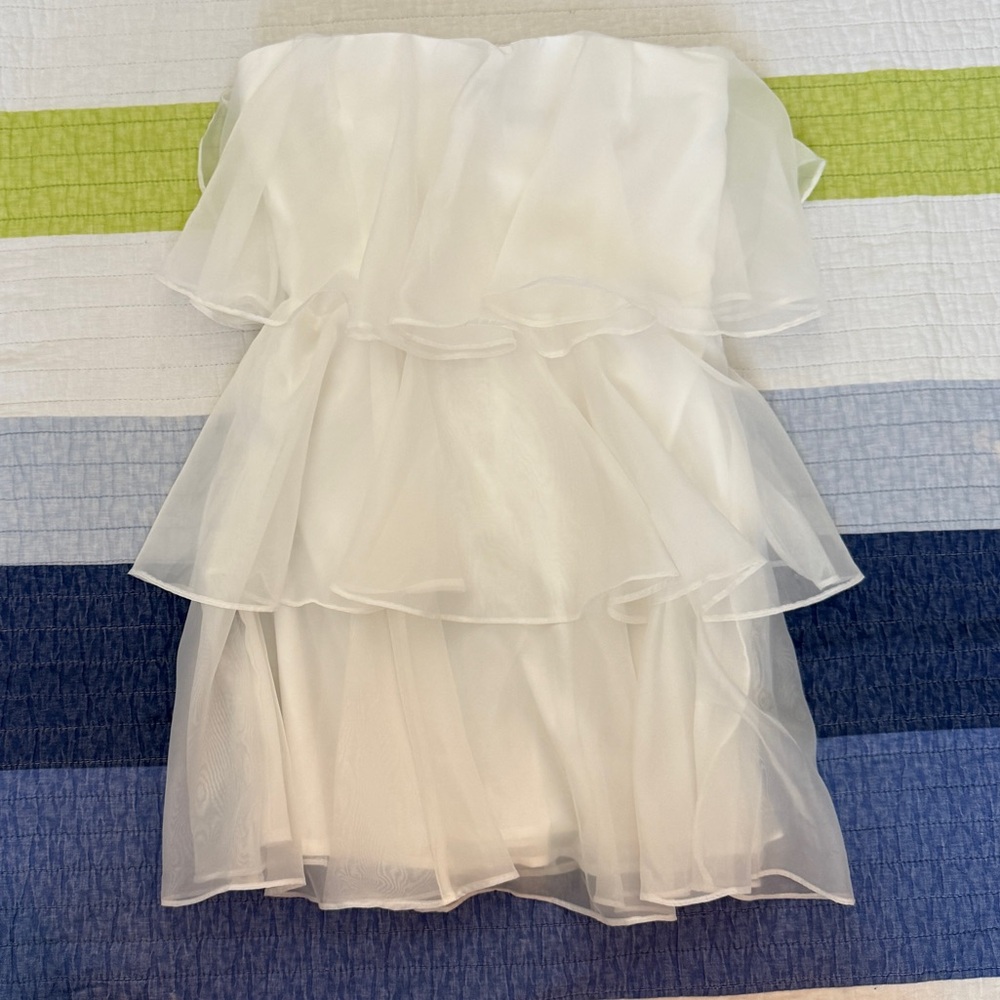 Abercrombie - Organza Tiered Strapless Mini Dress White Small Petite